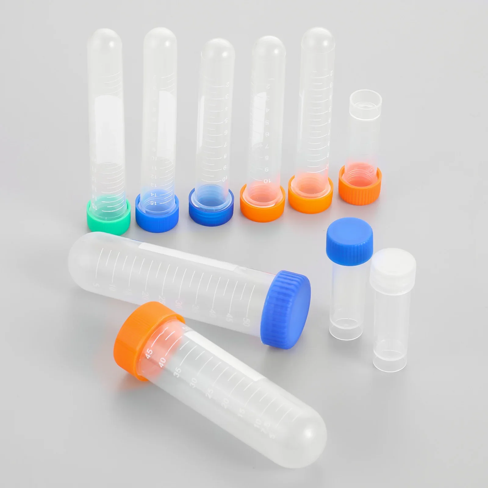 Clear Sewing Needles Storage Tube Plastic Pin Bottle with Scale Beads Button Container Box Holder Colorful Cap 5pcs/set