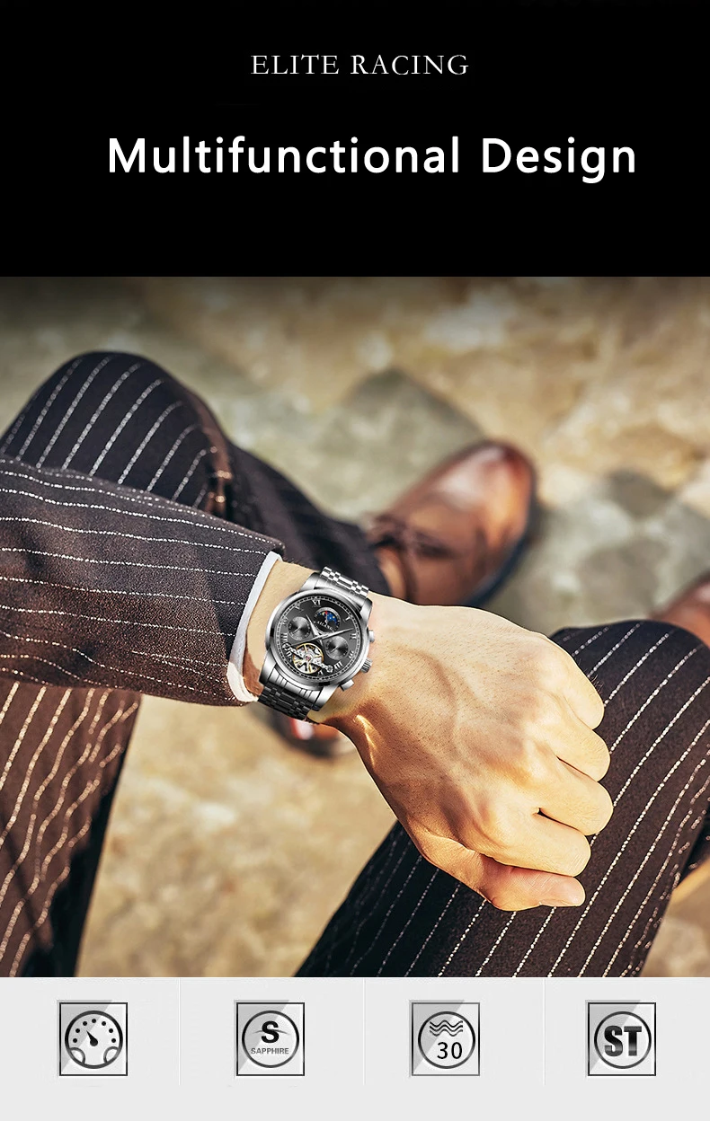 AILANG original marke männer automatische uhr top luxus stahl uhr business mann mode mit standard uhr mechanische männliche 2019 – Detail 3