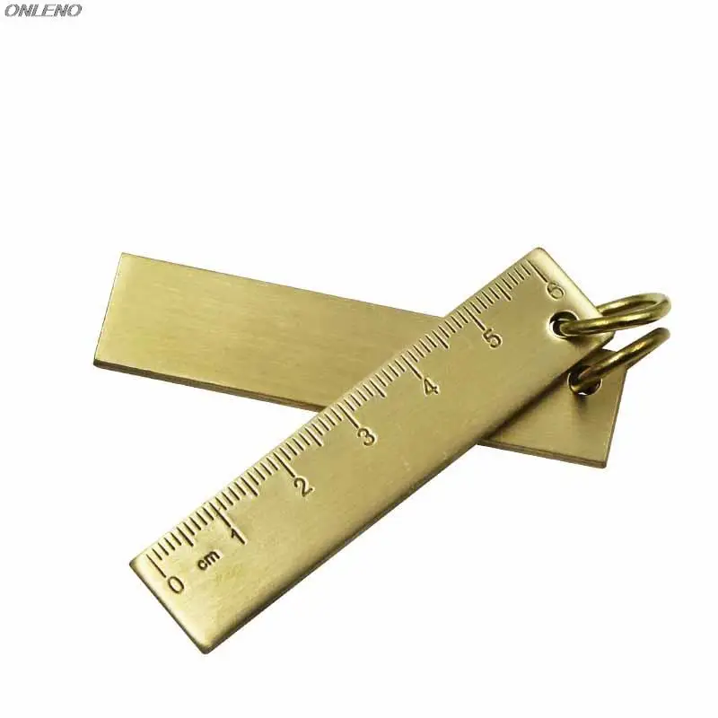 Mini Copper Ruler Key Pendant 6 cm Small Metal Ruler Painting Cartography  Ruler Drawing Portable Keychain Ruler School Supplies