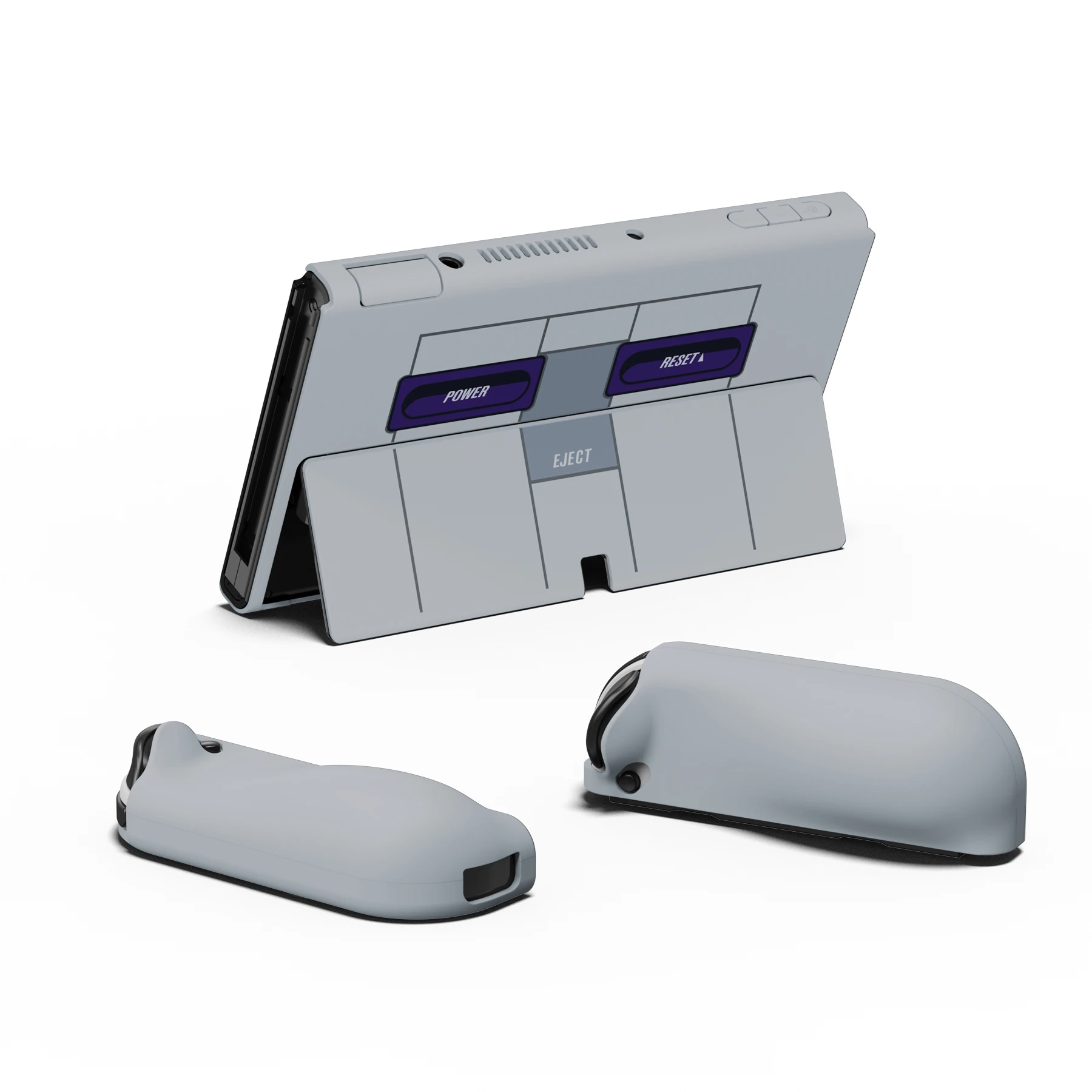 PlayVital AlterGrips NS 스위치용 보호 슬림 케이스 하드 쉘 OLED(썸 그립 및 버튼 캡 포함) - 클래식 SNES 스타일