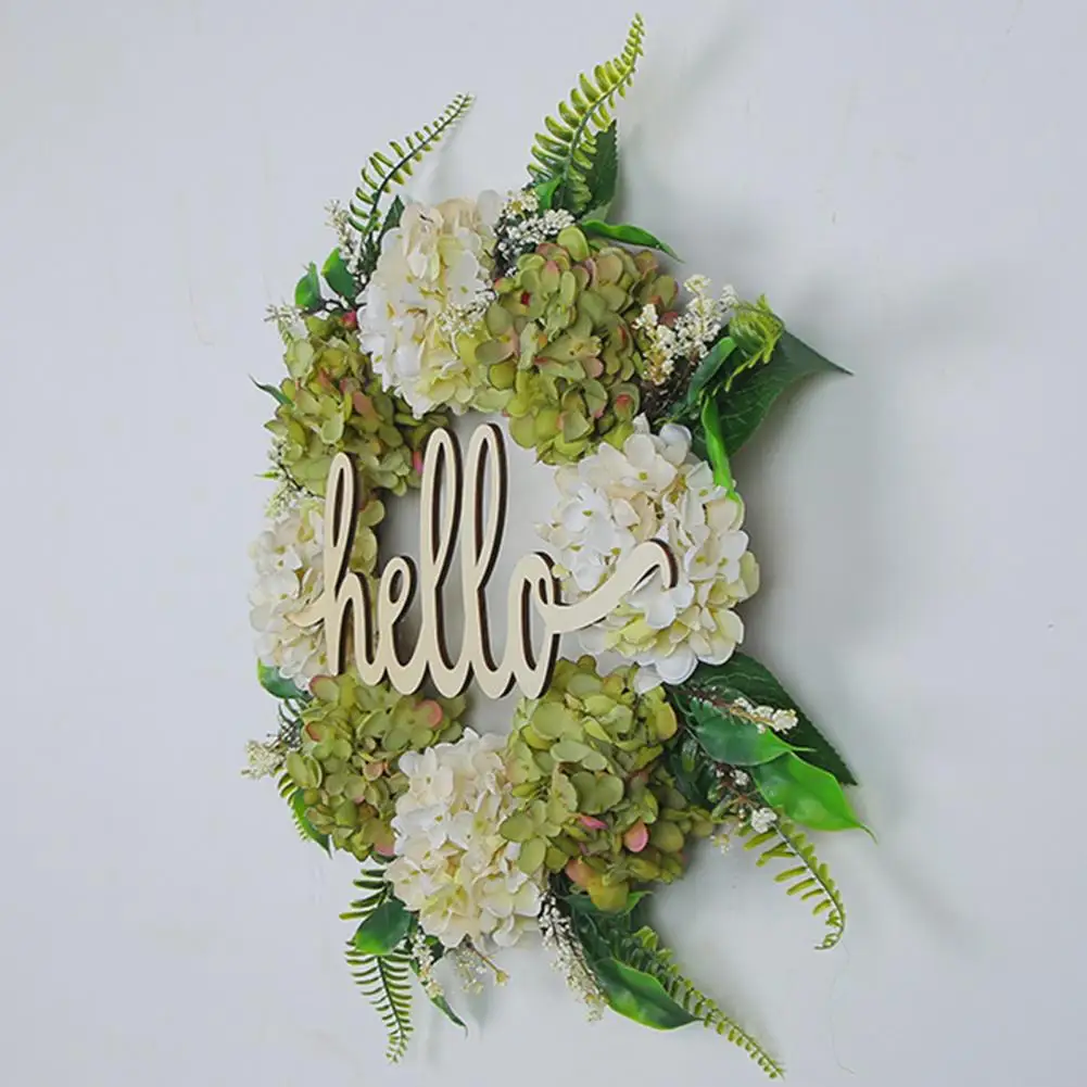 

Искусственный венок, домашний декор, искусственный праздничный венок ручной работы, праздничная зеленая белая Гортензия для стены