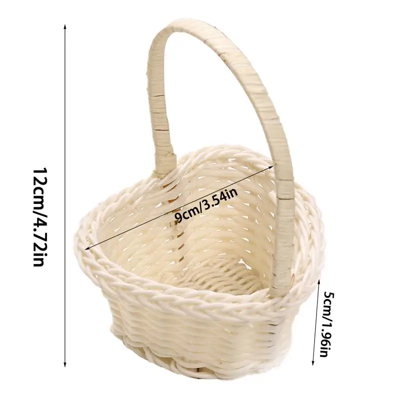 Handheld Woven flower child Basket Heart-Shaped Candy Baskets imitation rattan woven flower basket Easter basket for Weddings 6