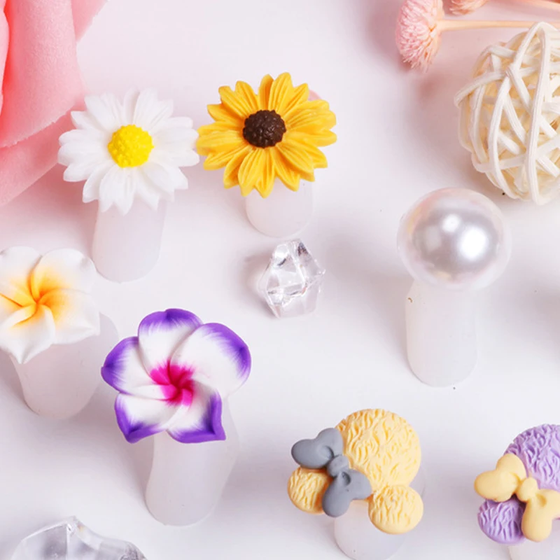 Japanese Manicure Silicone Toe Divider Finger Divider Daisy Purple Flower Drop Pearl Manicure Toe Separator toe separators toe corrector toe spreader finger toe separator