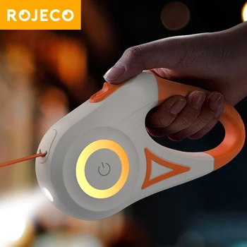 ROJECO 5m 자동 개폐식 개 목줄 LED 발광 선도 패션 라이트 스트랩 개 강아지 애완 동물용, 플렉시 워킹 러닝 리드
