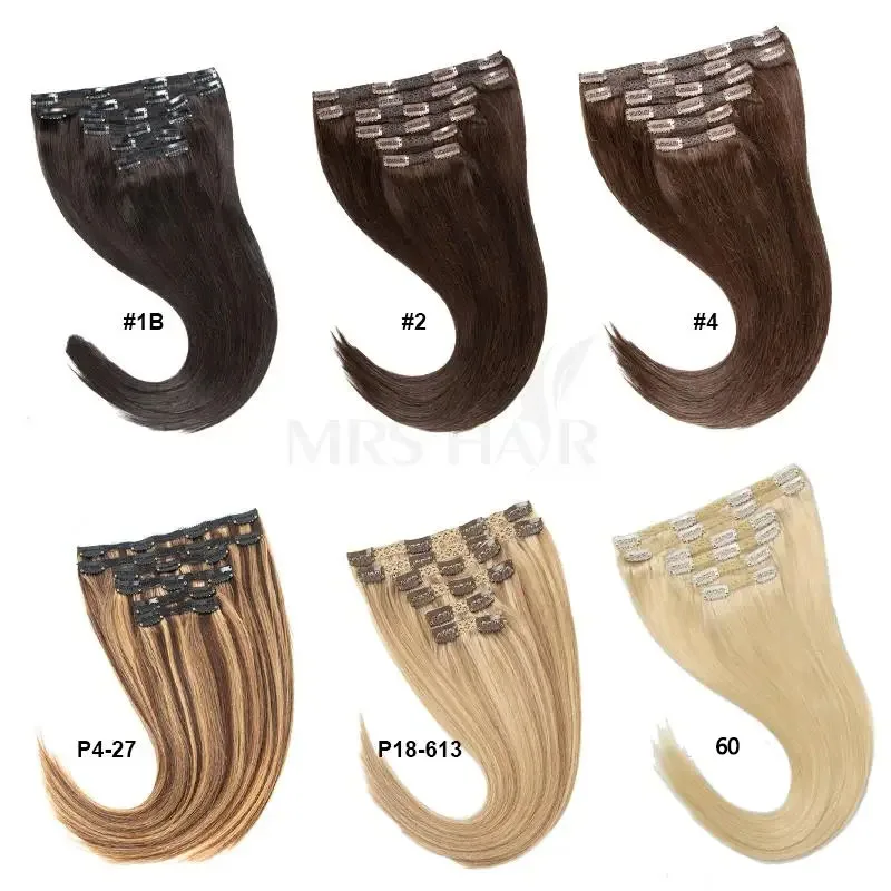 Human Hair Extensions 24inch 240G Clip in Human Hair Extensions Seamless Clip in Hair Pieces 6PCS FULL Head For Thick Raw