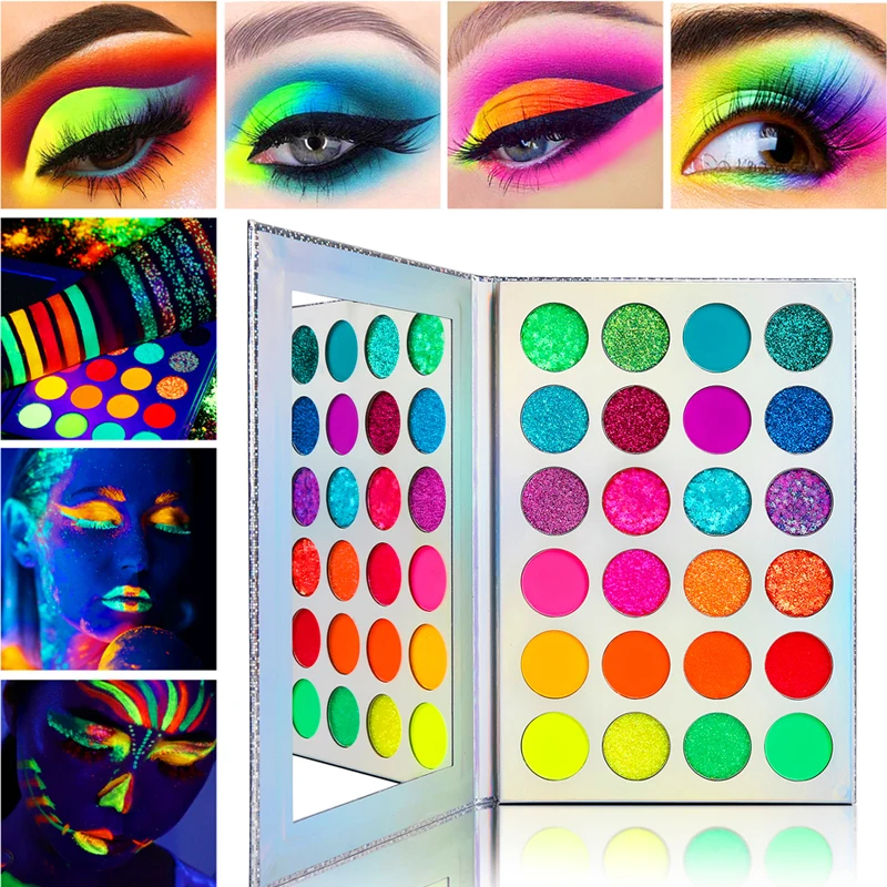 

Тени для век неоновые в темноте, тени для век Aurora Stage Clubbing Makeup, УФ-флуоресцентные тени для век черного цвета
