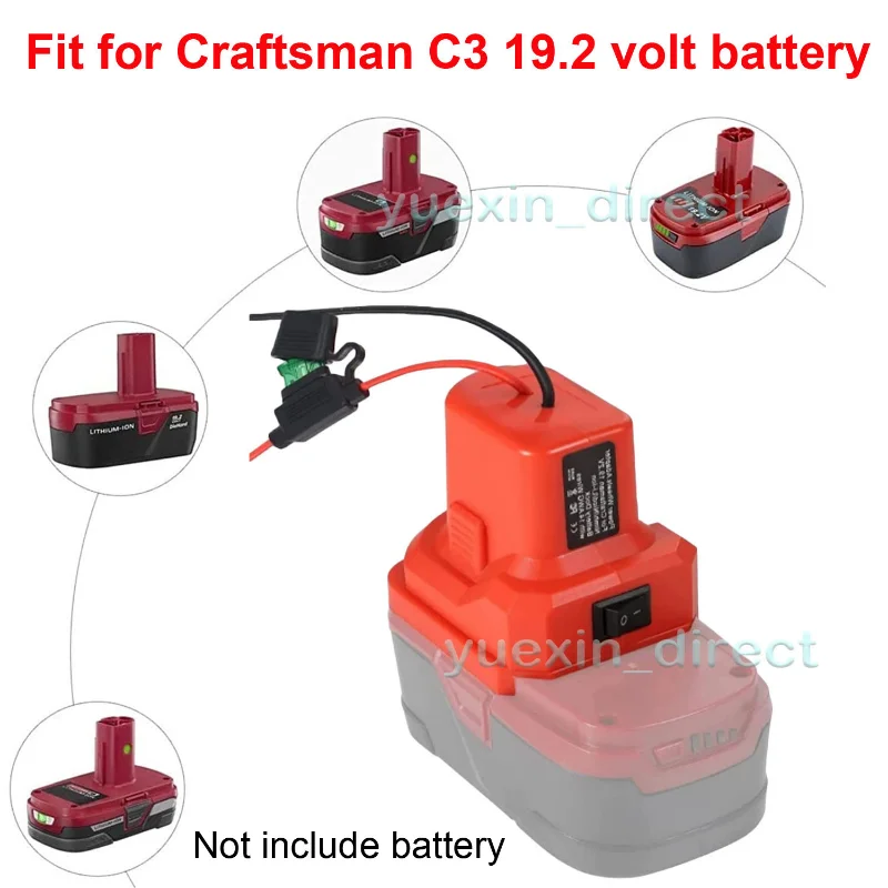 DIY Power Wheel Adapter Use Rc toys Robotics DIY with Fuse and Switch for Craftsman C3 19.2v Battery universal garage door remote replacement for liftmaster chamberlain craftsman compatible with openers has learn button