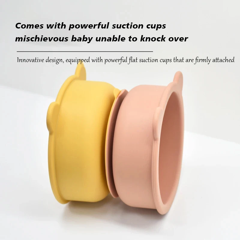 BPA Free Baby Silicone Feeding Bowl Cartoon Dishes For Kids Suction cup Anti-Drop Non-Slip Dinnerware Autonomous eating training 3