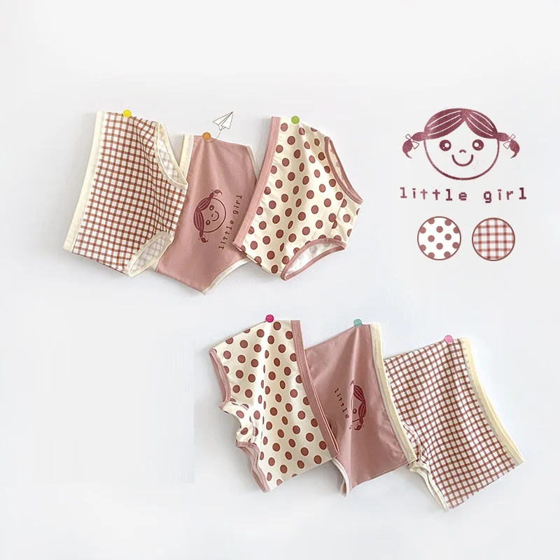 Girls Underwear Cotton Boxer Briefs For Children 2-14Y 3 Pcs/Lot