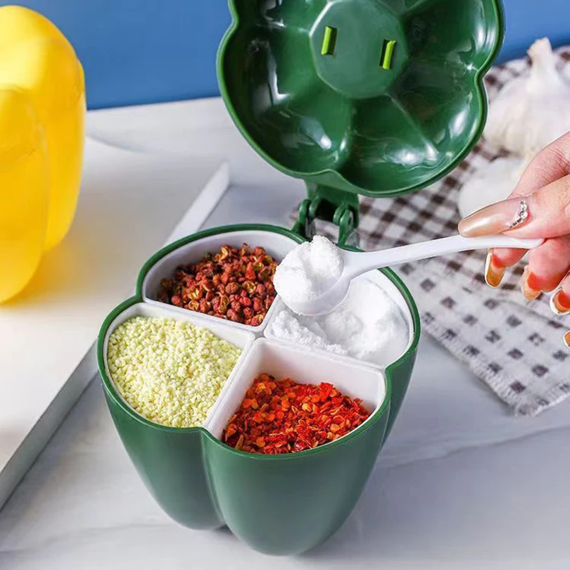 4 In 1 Plastic Creative Seasoning Jar Container With Spoon Chili Shape Barbecue Condiment Spice Rack Home Kitchen Acceesories