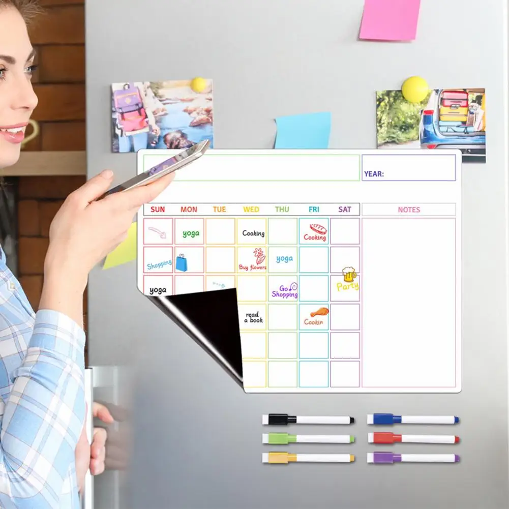 Residue-free Writing Board Magnetic Message Board Weekly Planner Organize Home Kitchen with An Erasable Writing Surface Fridge