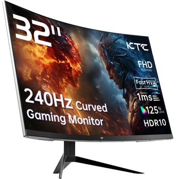 KTC 32 inch 240Hz Curved Gaming Monitor 1500R 1080P 125% sRGB 1ms, Freesync/G-sync HDR10,HDMI/DP/USB Ports VESA,Tilt Adjustable, 1