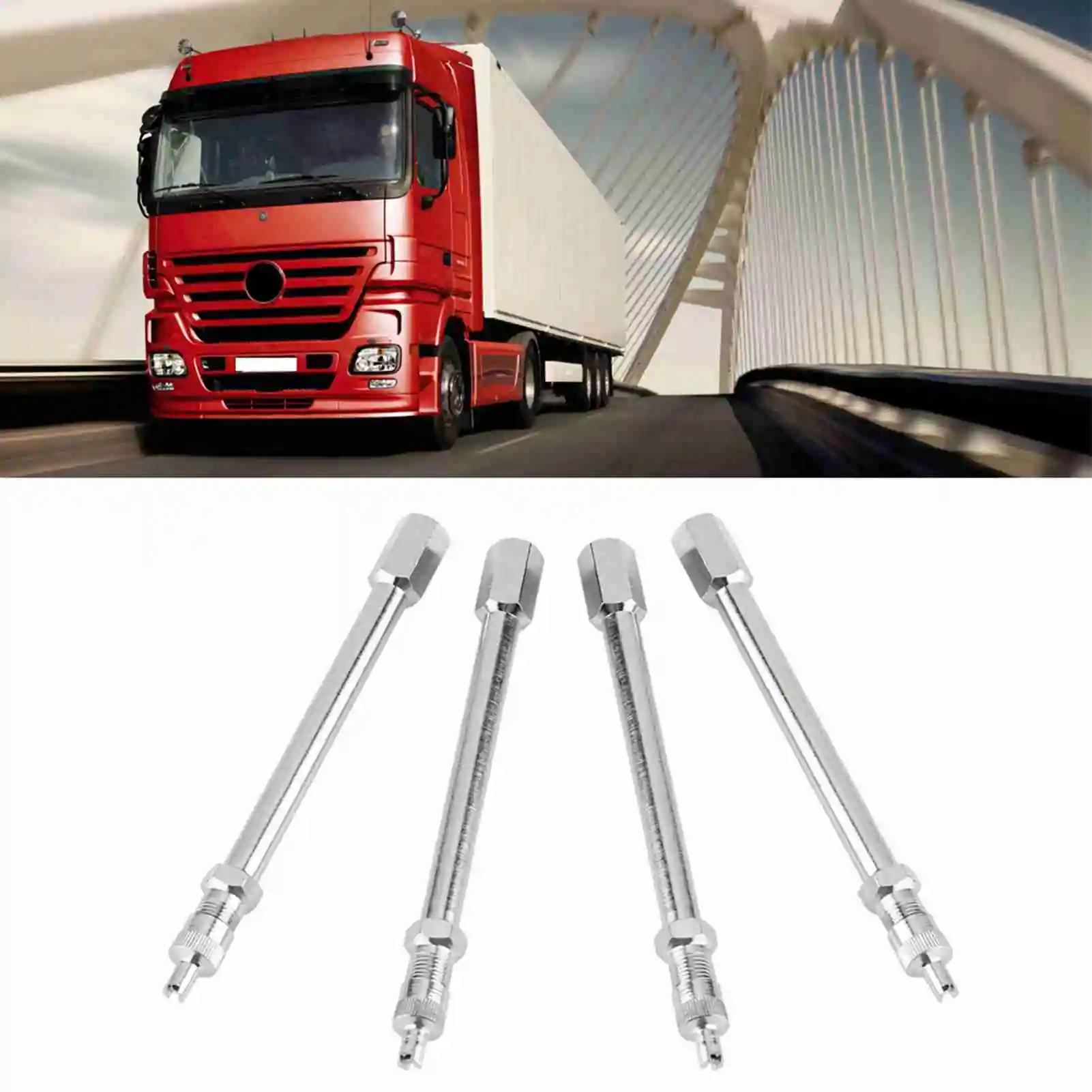 4Pcs 100mm Chrome Valve Extender Inner Tyre Valves Extension Wheel Aluminium Valve Extender For Two-wheel Joint car Bus Truck