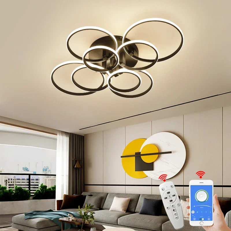 

8/6/4 Circle Rings Modern Ceiling Lights Led, for Living Room Bedroom Study Room, Matte Black/white Color Ceiling Lamp Fixture