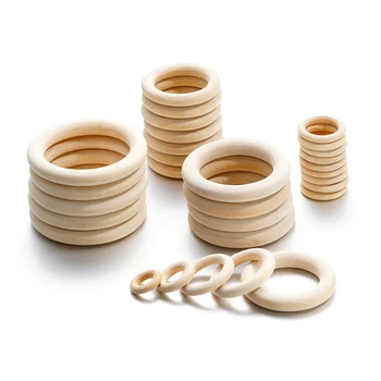 20-70mm Solid Natural Wooden Teething Ring Wood Lead-Free Beads For Ornaments Connectors Macrame Jewelry Making DIY Wood Hoop 1