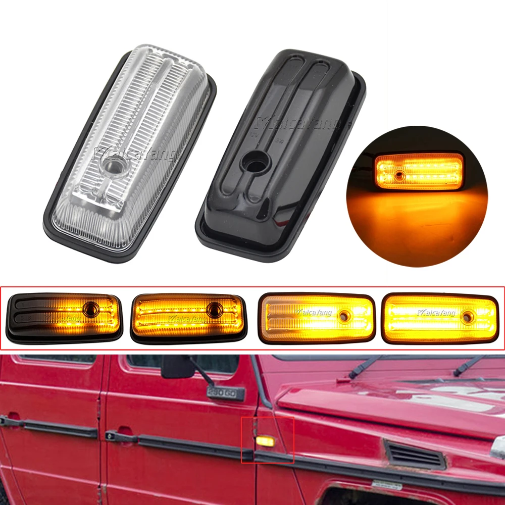 

2x Dynamic Amber LED Side Marker For Mercedes-Benz G-Class W463 W461 G500 G550 G55 G63 G65 Turn Signal Light Sidemarker Lamp