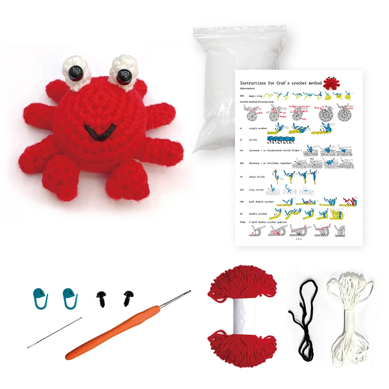 Description Picture 4 of itemHand Crochet DIY Animal Kit For Beginners Knitting Yarn Thread Needles Hooks Knit Tool Plush Doll Tool Material Bag Complete Set