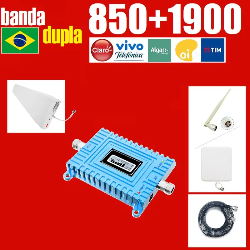 HWATEL 2022 New 850 1900 dual Band B5 B2 Signal booster Repeater 2g 3g 4g Cellular Signal