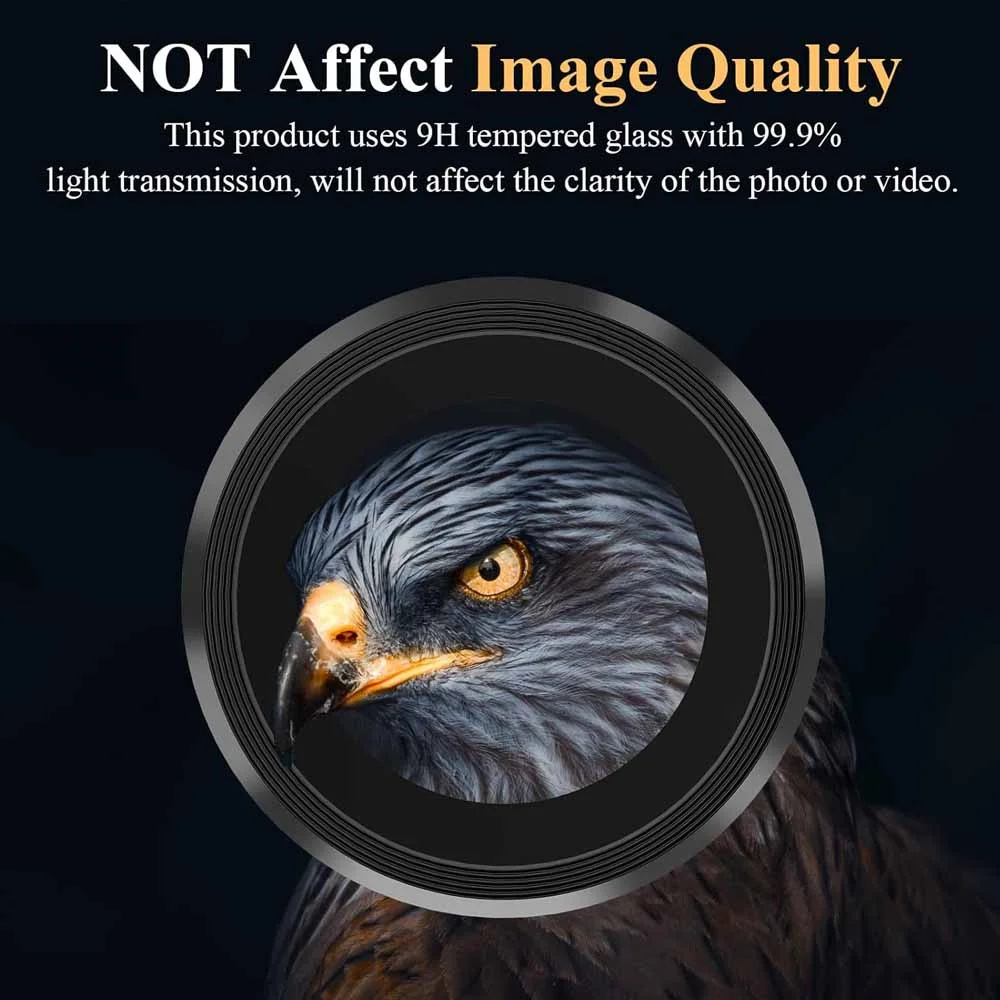 Premium Tempered Glass Camera Lens Protector with Metal Ring Cover