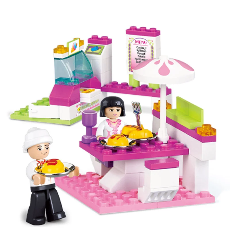 Building Blocks Toys 102PCS Fast Food Cart for Children Diy Girls Puzzle building blocks toys puzzle toys