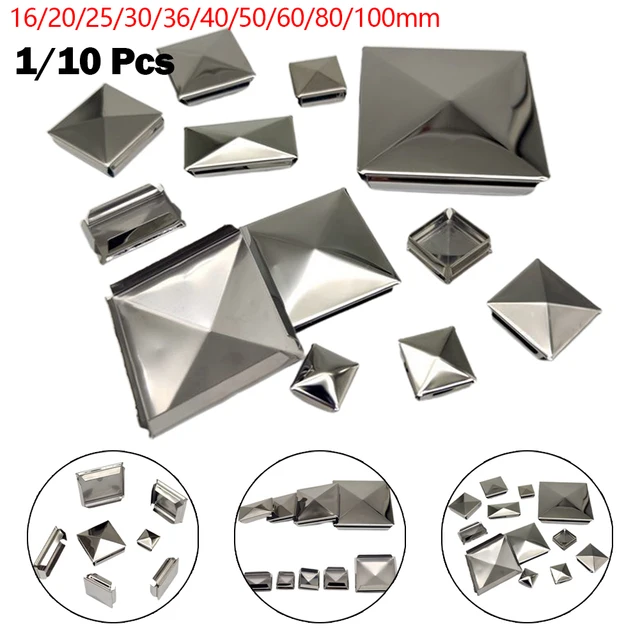 1/10 db Posta Sapka Rozsdamentes Acél Négyzet Alakú Kupak Cső Belső Dugó Gyors Tömítés Nélkül Nincs Hegény Dugók Dekoratív Fej A Kerthez/Udvarhoz