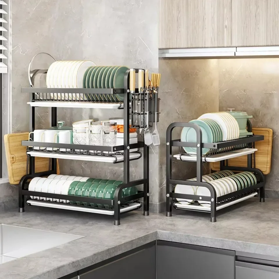 Description Picture 4 of itemDish Drying Rack Stainless Steel Storage Rack Adjustable Accessories Organizer Large Rust-Proof Dish Drainer with Utensil Holder