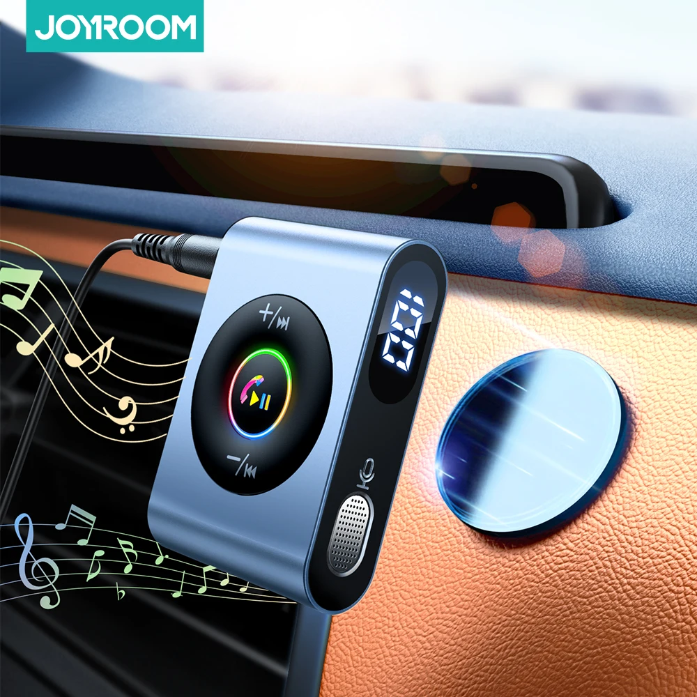 

Адаптер громкой связи Joyroom, Bluetooth 5,3, автомобильный адаптер, беспроводной магнитный аудиоприемник, mp3-плеер, светодиодный радиомодулятор 3,5 мм AUX