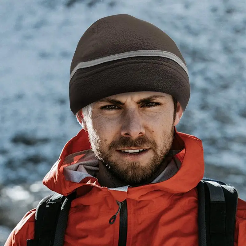 Reflective Running Hat Winter High Visibility Unisex Beanie Warm Cuffed Winter Hat Safety Beanie Reflective Windproof