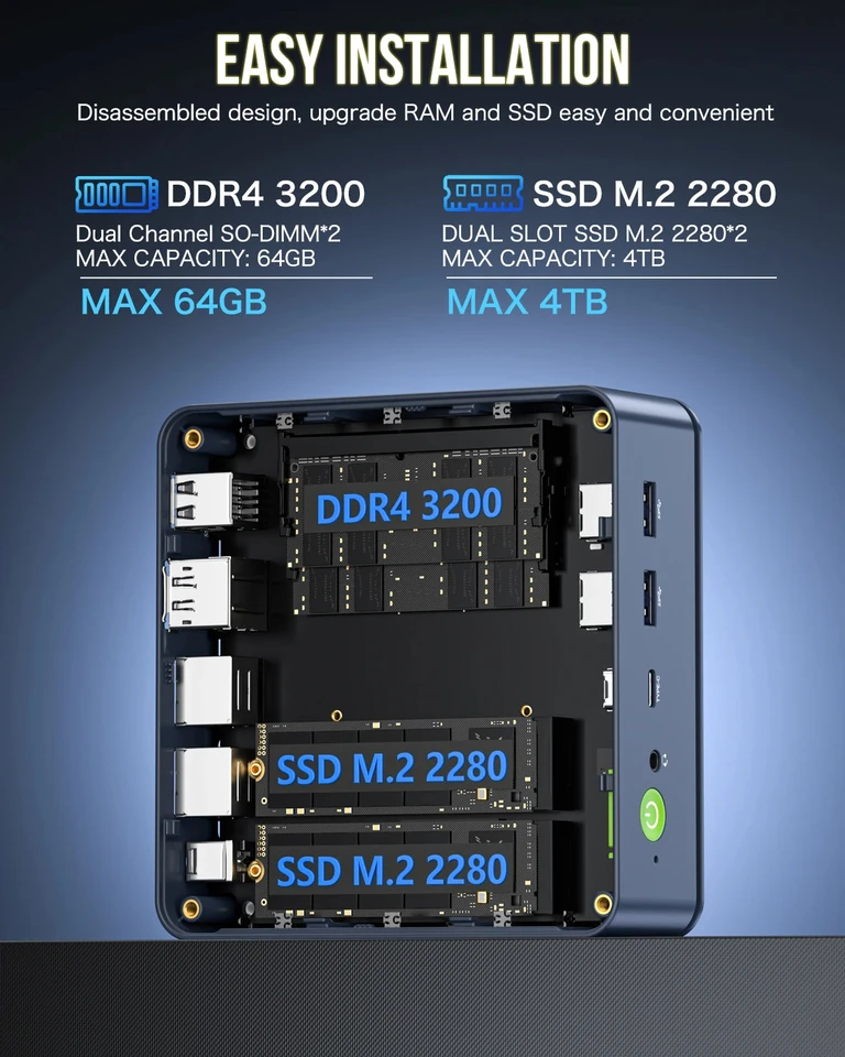 GMKtec M5 Plus Ryzen 7 5825U Mini PC Win11 Pro Dual DDR4