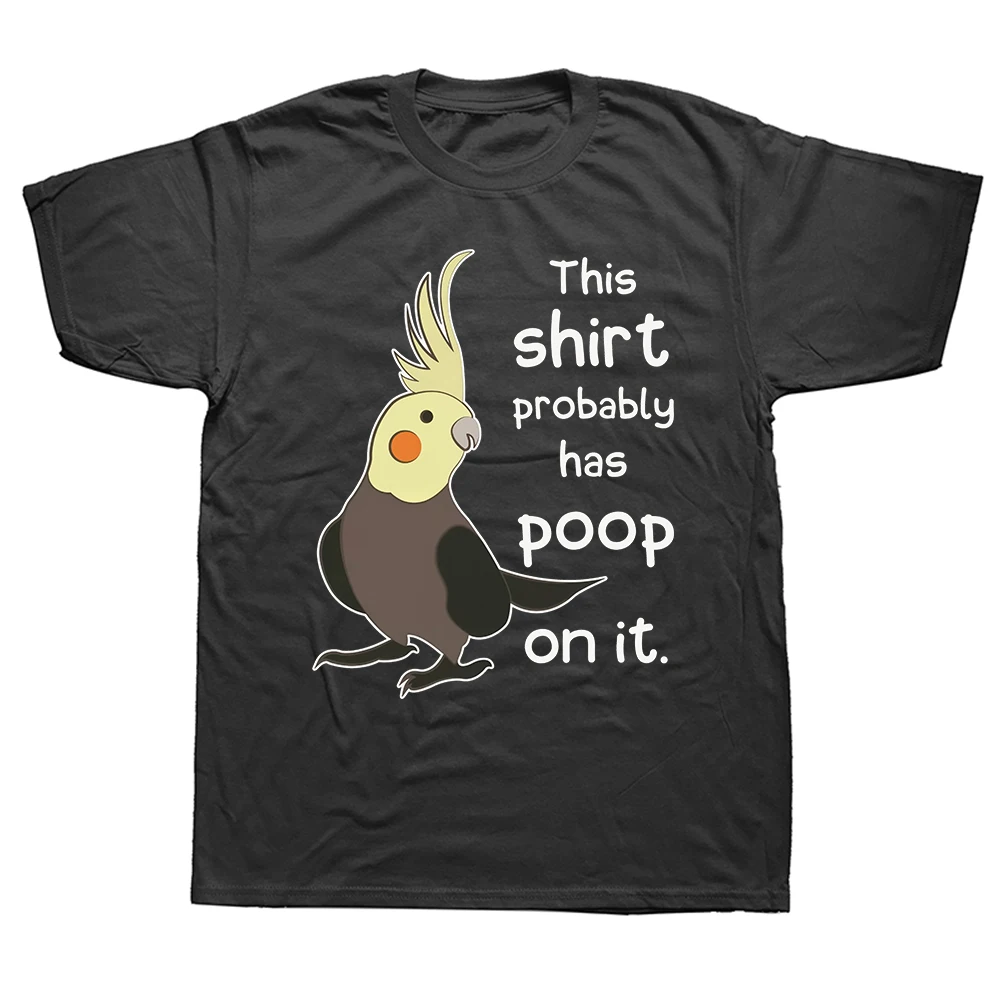 Nymphensittich-Kot, lustige Papageien-Grafik, 100 % Baumwolle, T-Shirts für Herren und Damen, modisches, lässiges T-Shirt, lockeres, übergroßes Streetwear-T-Shirt