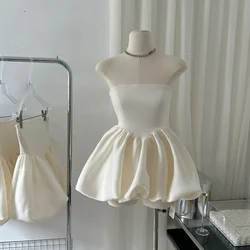 Women's Elegant Strapless Sleeveless A Line Tank Top Lady Summer Streetwear Party Elegant Solid Color Slim Tank Top