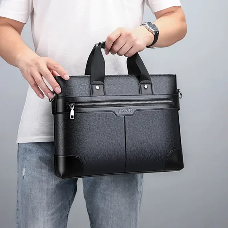 Men's PU Leather Briefcase, Waterproof Anti-Theft Laptop Bag for Business, Office & Travel - Document Organizer Shoulder Bag 패키지