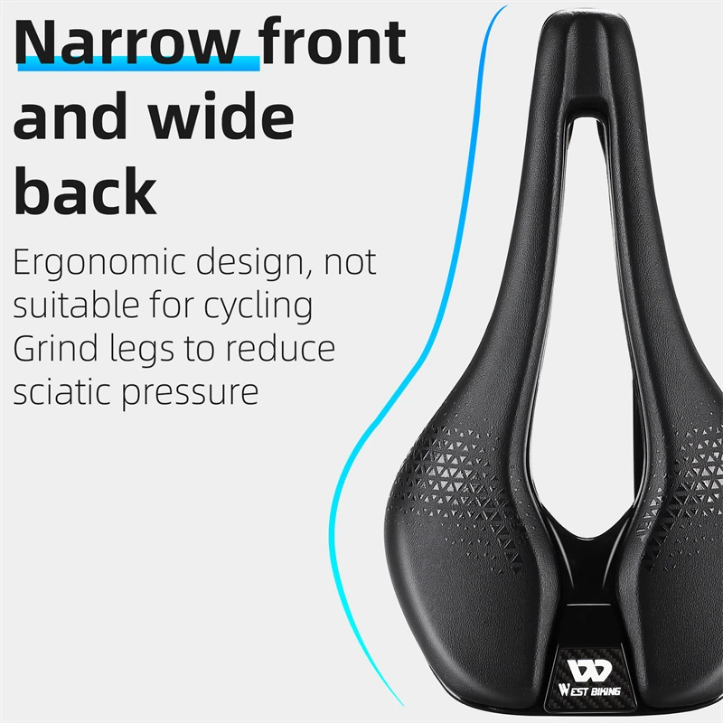 WEST BIKING Lightweight Road Bike Seat Short Nose Racing Bicycle Saddle Hollow Breathable Painless Triathlon Cycling Saddle