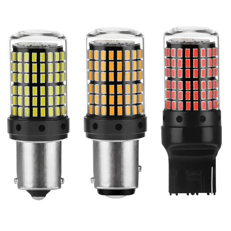 1 шт. 1156 BA15S P21W BAU15S PY21W светодиодный T20 7440 W21W P21/5W 1157 BAY15D ные лампы 144smd CanBus для