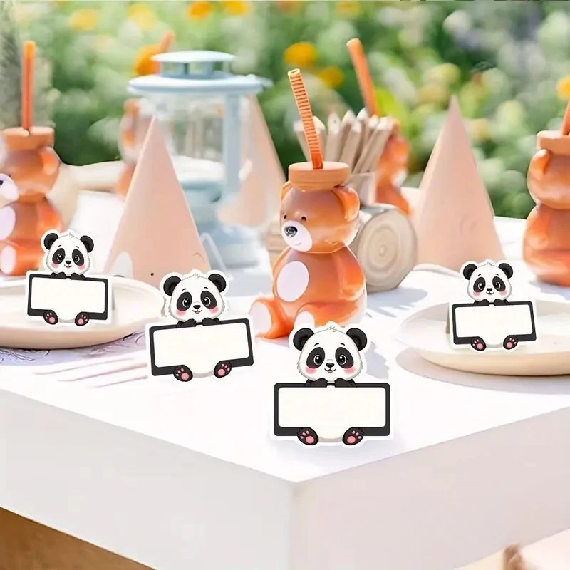 50Pcs Brown Bear Name Place Card Paper Seating Number Invitation Card Wedding Kid Birthday Party Baby Shower Table Decoration