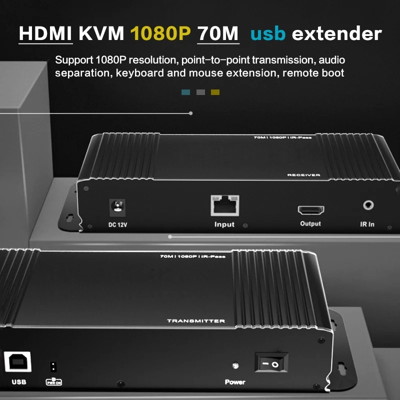 Hdmi Kvm Extender Over Ip Rj45 Ethernet Network Kvm Extender Usb Hdmi 70M Over Utp/Stp Kvm Extender Cat5 Cat6 Per Remote Boot Pc