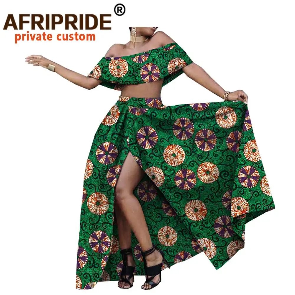 2022 Summer Sexy Skirt Set for Women AFRIPRIDE Customzied Strapless Short Top+floor Length Split Skirt Women Skirt Set A1826006