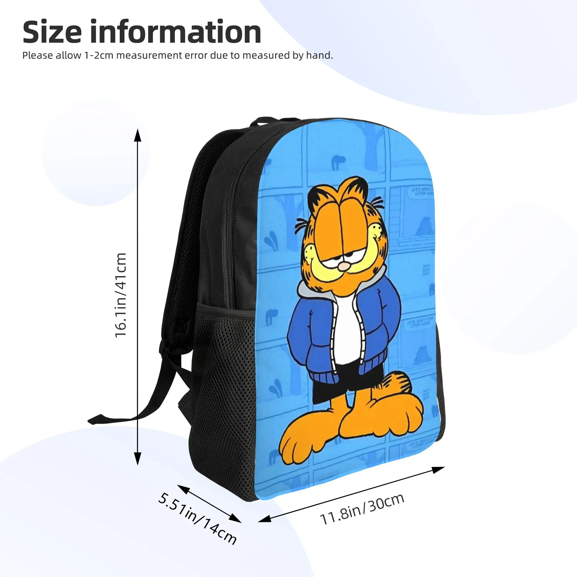 Garfielded Cool Cat 백팩 남성용 여성용 Cool High School Work Daypack 노트북 컴퓨터 캔버스 가방 선물