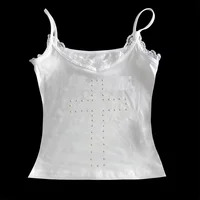 Femme vêtements Vintage femmes 2000s Y2k hauts Corset Emo été esthétique femmes Blouses Harajuku avec strass haut court 4