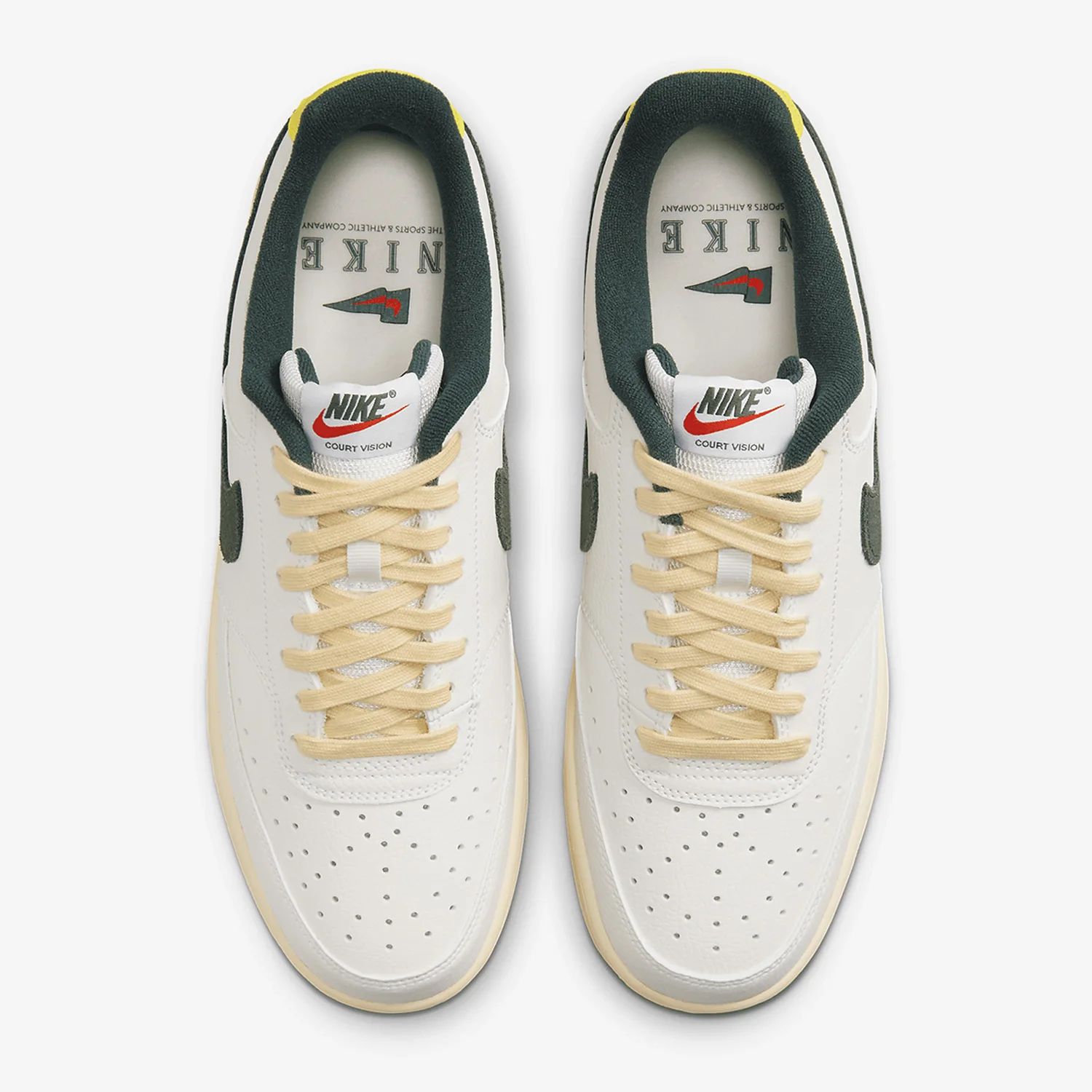 Nike COURT VISION Men's and Women's Sail White Green Retro Shock Absorbed Low Top Board Shoes FD0320-133