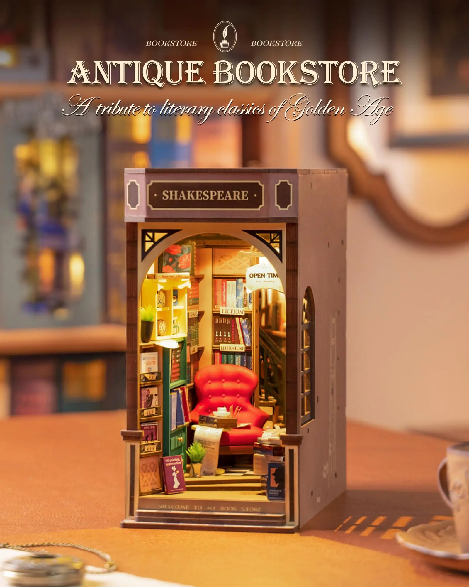 Wooden Toys Robotime Rolife Booknook Bookstore with Light For Girls Housewife Home Decor Easy Assembly
