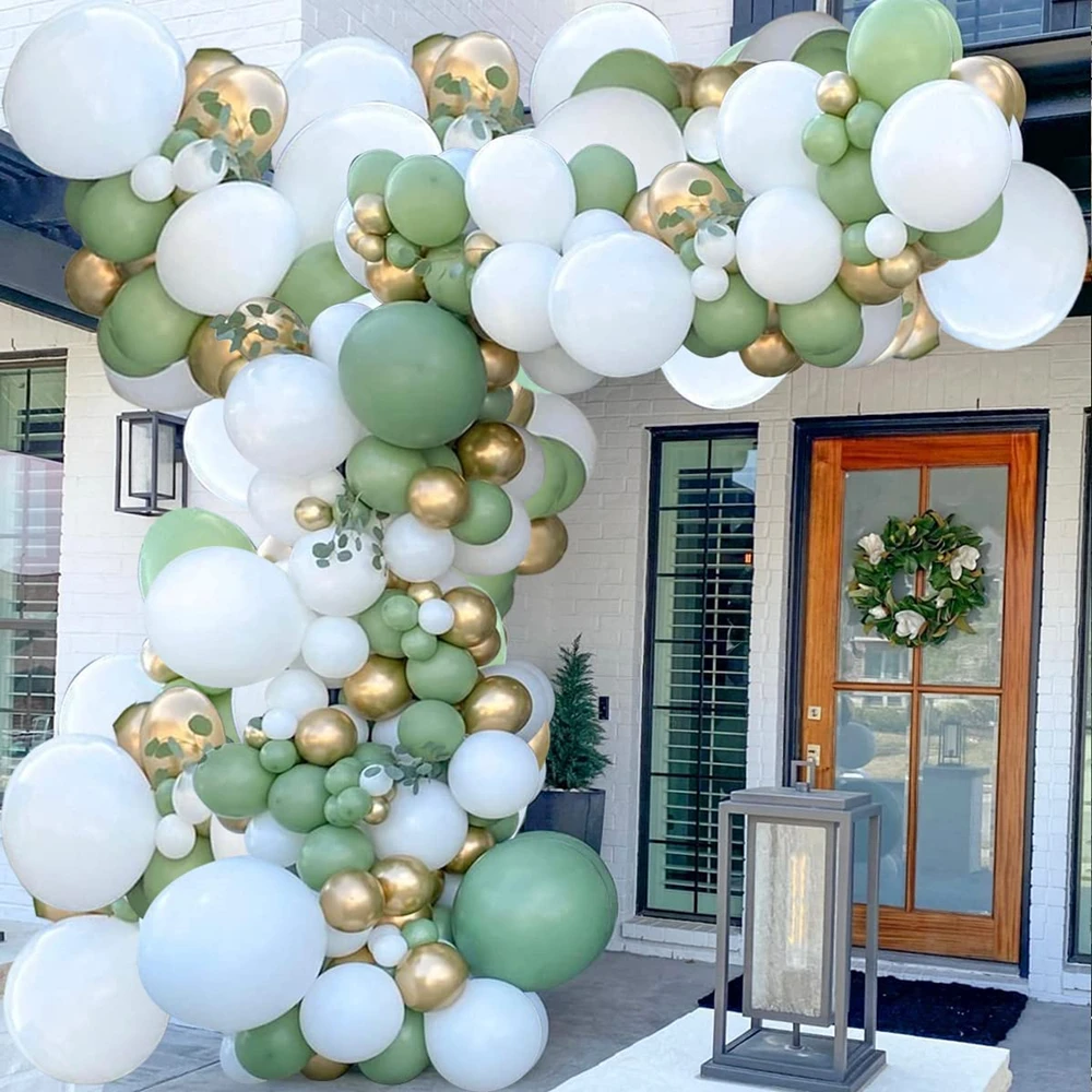 

104 шт., белые, оливковые, зеленые, металлические, золотые, латексные воздушные шары, гирлянда для дня рождения, детский праздник, украшение