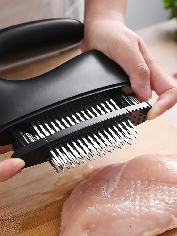 Meat Tenderizer 48-pin Knocking Meat Piercing Taste Needle Household Steak Hammer Stainless Steel Beating Tool Meat Tenderizer