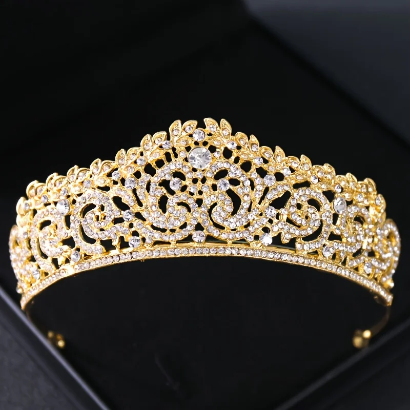 Gold Color Crystal Tiara Crown Party Prom Tiaras And Crowns Diadem For Women Bridal Wedding Hair Accessories Jewelry Crown Gifts