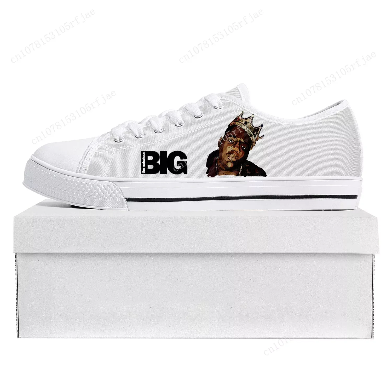 The Notorious B.I.G Rapper Low Top Big Man Sneakers High Quality Mens Womens Teenager Canvas Sneaker Couple Custom Shoe White