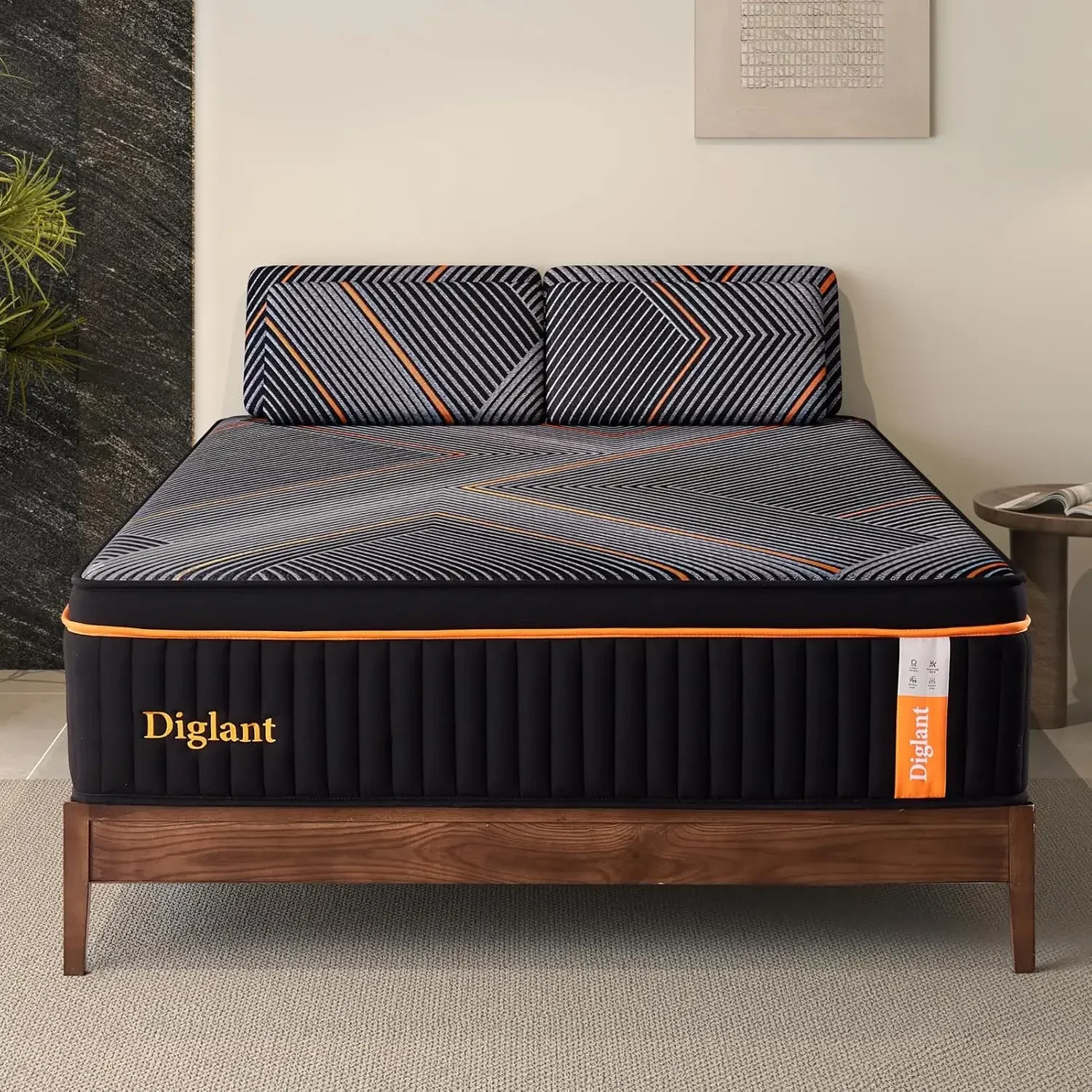 14 Inch Plush Hybrid Mattress Black Memory Foam with Individually Pocket Coils Mattress Queen Size in Box for Pressure Relief 2