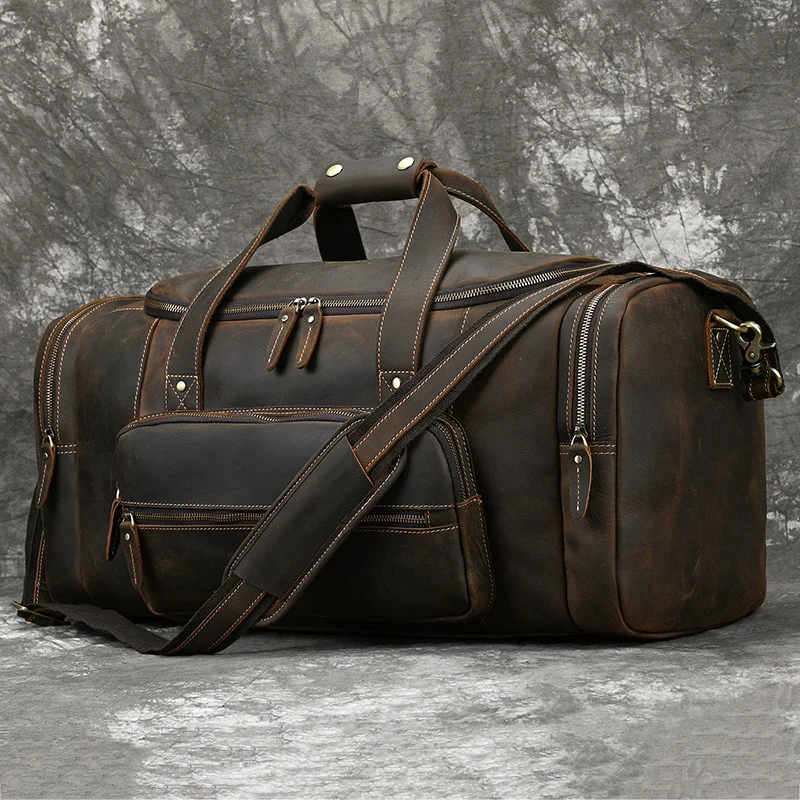 Big Capacity Leather Baggage Bag For Men Male Travel Bag Duffle