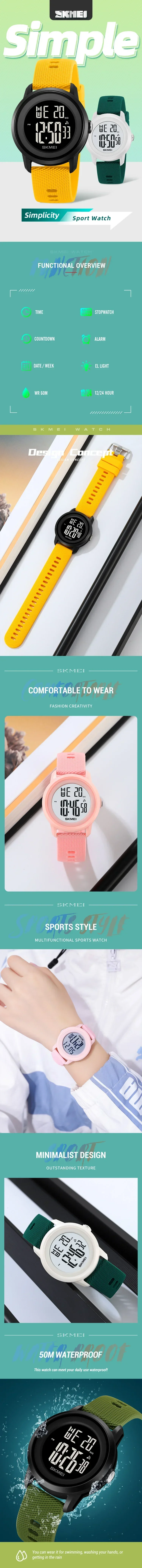 SKMEI 2218 Luxury Alarm Digital Watches for Women Men Waterproof Sports LED Display Mens Womens Wristwatches 1893 Relojes Mujer
