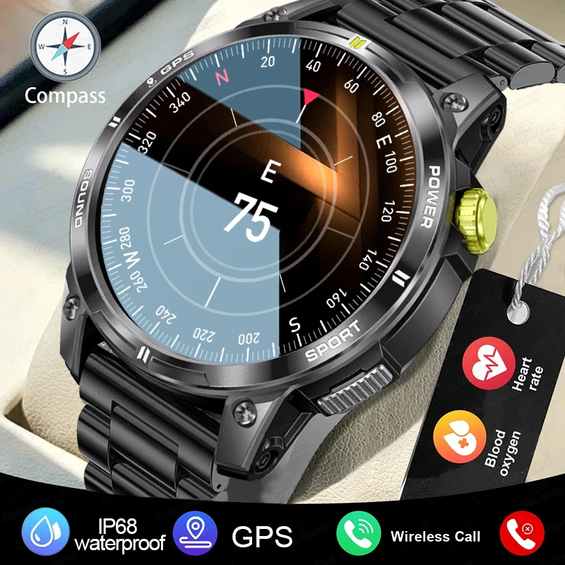 

Смарт-часы мужские с компасом, GPS, Bluetooth, IP68