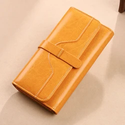 RFID Anti - Theft Genuine Leather Multifunction Wallet and Card Holder (Yellow)